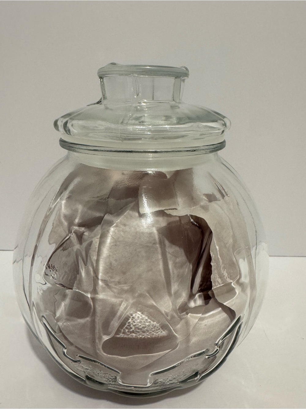 Vintage Libbey clear glass Jack-O'-Lantern pumpkin jar small